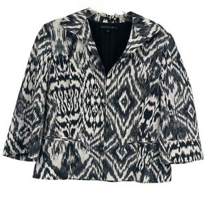 Lafayette 148 Blazer Jacket Women’s Size 6 Hook Closure Lined Black White